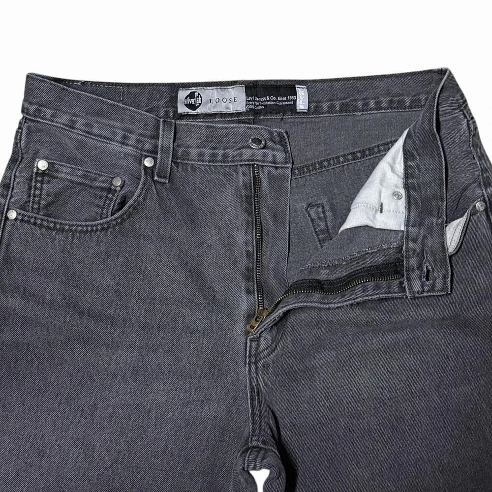 Levi's SilverTab Loose Jeans Black Gray Baggy Fit 90s Y2K Skater Style 33x32